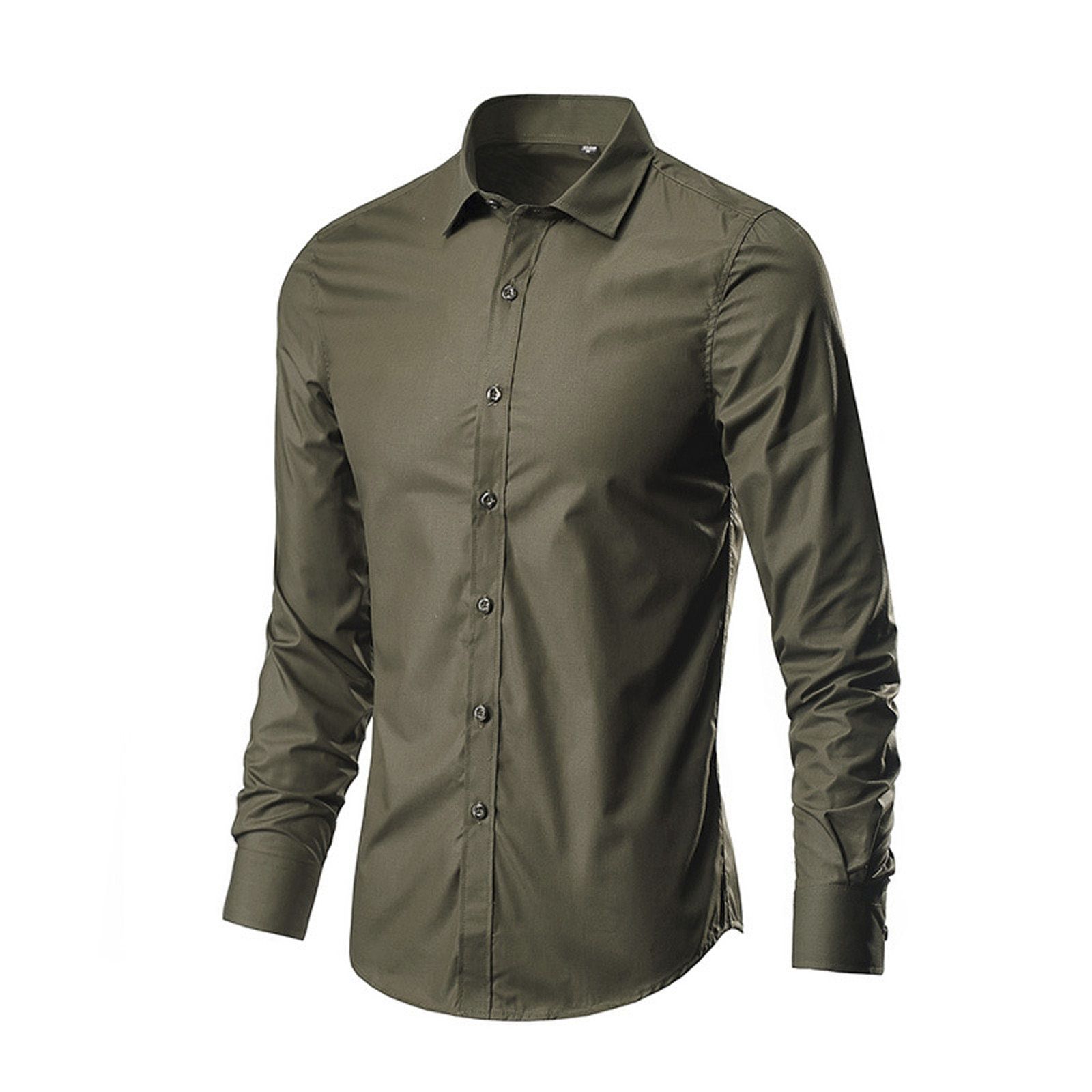 Fashion Summer Autumn Men Shirt Long Sleeve Solid Color Wrinkle Man Casual Shirts Slim Fit Business Formal Shirts Fashion