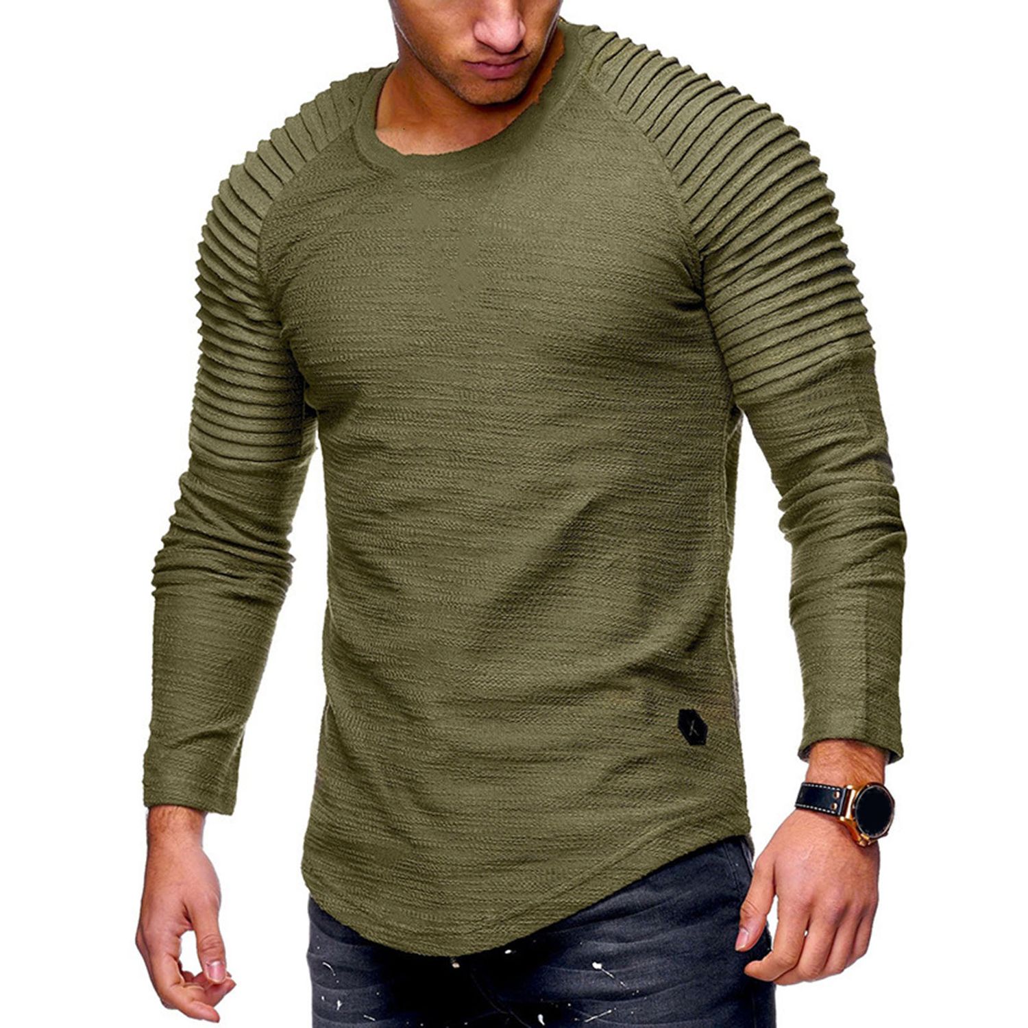 Men T-Shirt Eye-catching Male Slim Fade-resistant Basic Shirt Winter Tops