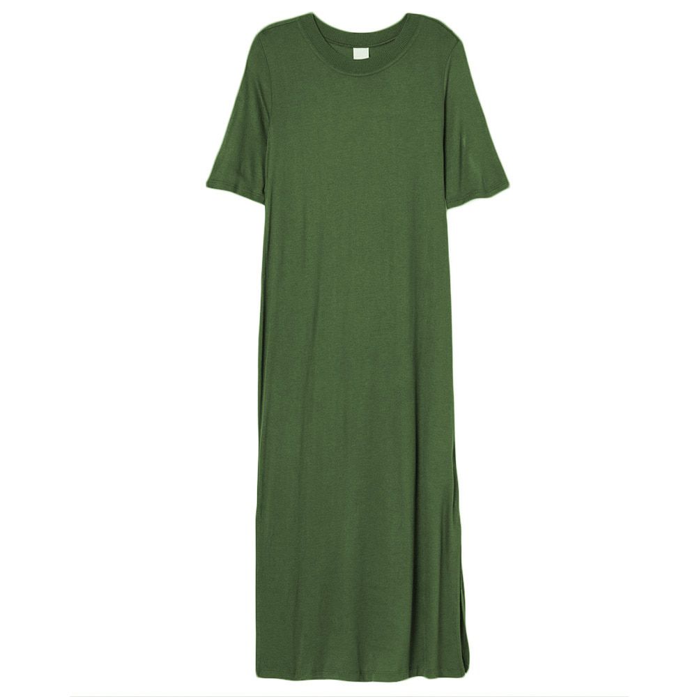 Midi T Shirt Dress Women 2021 Summer Beach Boho Elegant Party Wrap Vintage Bodycon Casual Cotton Black Slit Dresses Sundress