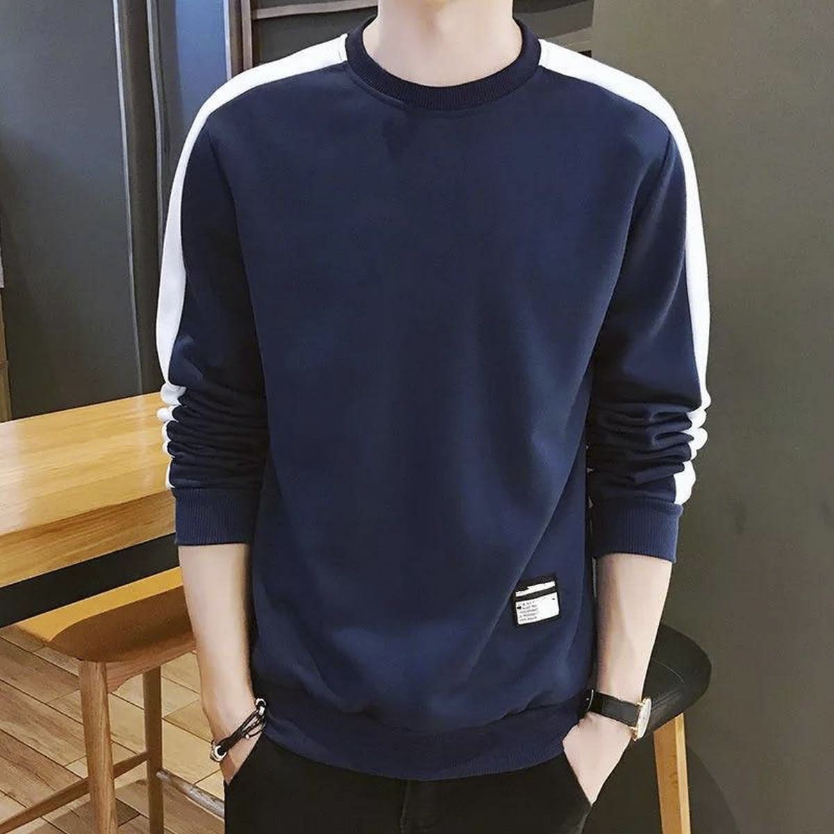 Winter Men's Long Sleeve T-shirt Trendy Top Bottom - T-Shirt