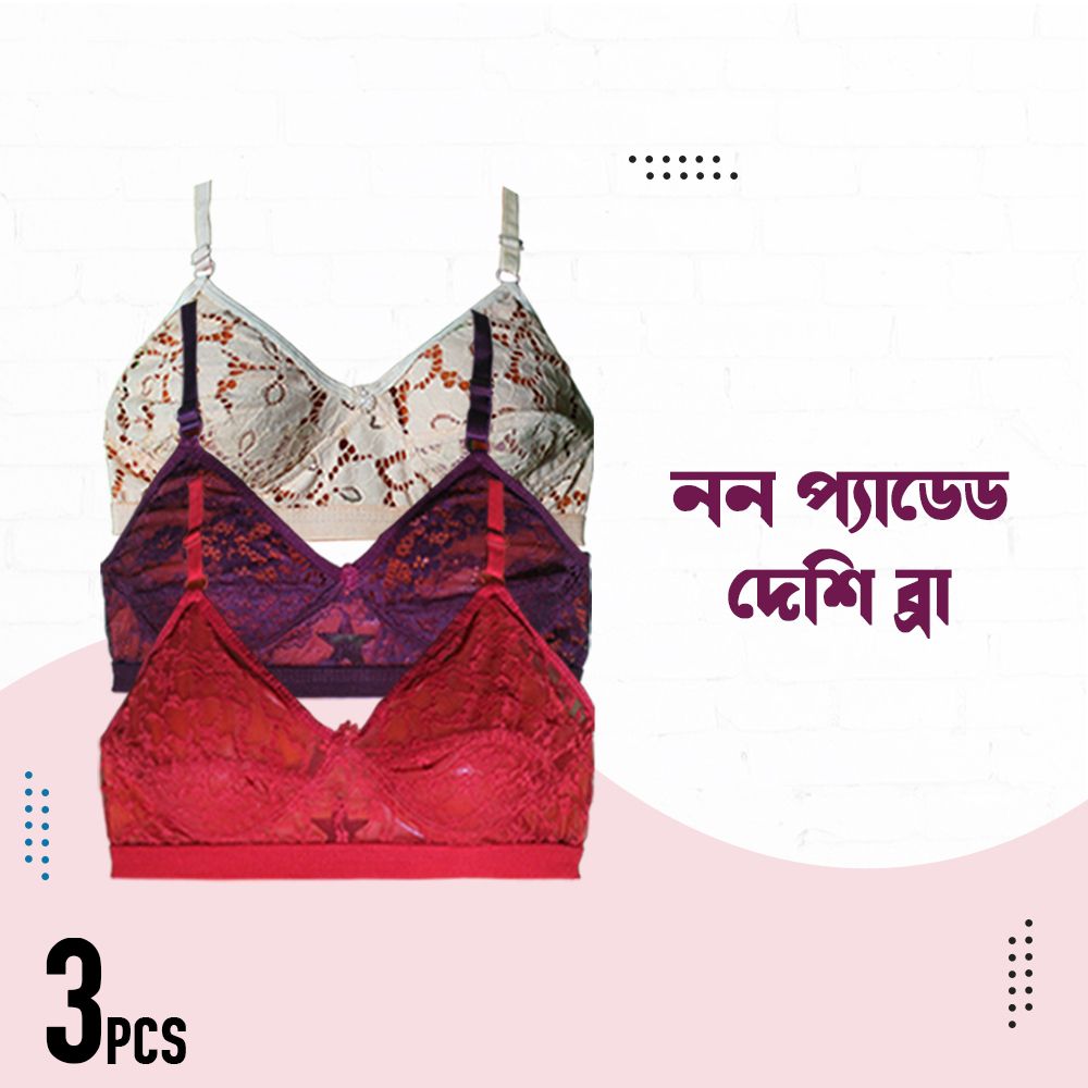 3 Pcs highly comfortable Guddi Bra / Net Bra for Women and Girls - Bra - Bra