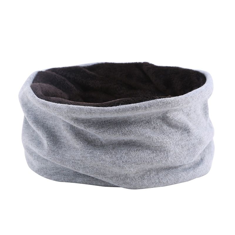 Autumn Winter Solid Color Men Women Hat Beanies Scarf 2 In 1 Outdoor Thick Warm Cotton Hat Knitted Wool Hat Plus Velvet Scarves