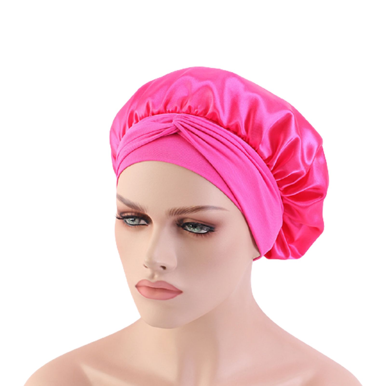 Women Solid Satin Stylish Elastic Silk Sleep Hat Hair Care Bonnet Head Lace Wrap