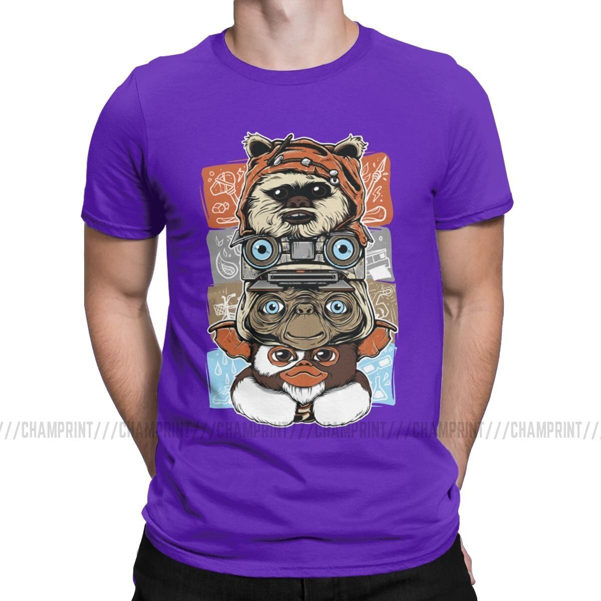Novelty 80s Horror Christmas Movie Lcon T-Shirt Men Cotton T Shirts Gremlins Gizmo Monster Gremlin Tee Shirt Plus Size Clothing