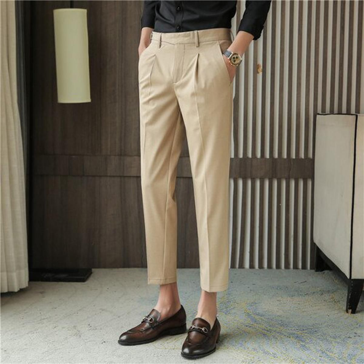 2021 New Autumn Men Fashion pure Cotton Solid Color Business Suit Pants Men Groom Wedding Dress Suit Pants Mens Trouser 28-36