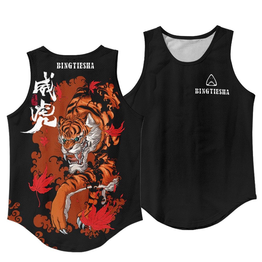 Fashion Men Muscle Sleeveless TaTop Bodybuilding Fitness Black Print Vest TaTops Oversize S-6XL