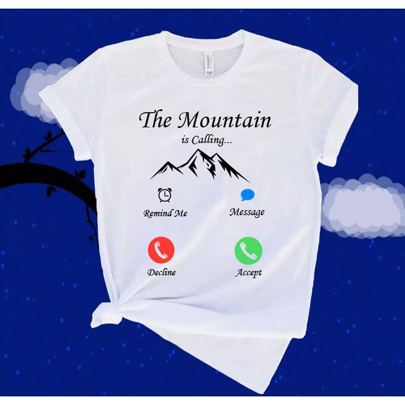 The Mountain is Calling White T-Shirt For Men