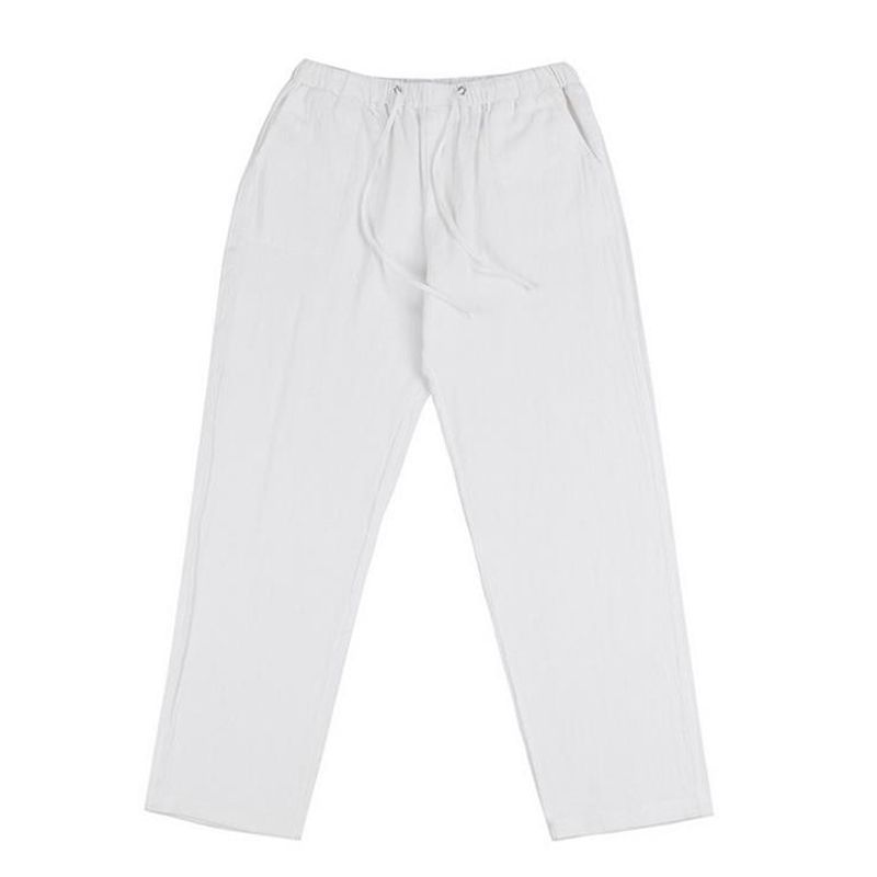 Mens Pants Cotton Linen Casual Pants for Men Summer Clothing Solid Straight Loose streetwear ropa hombre Men's Pants #w