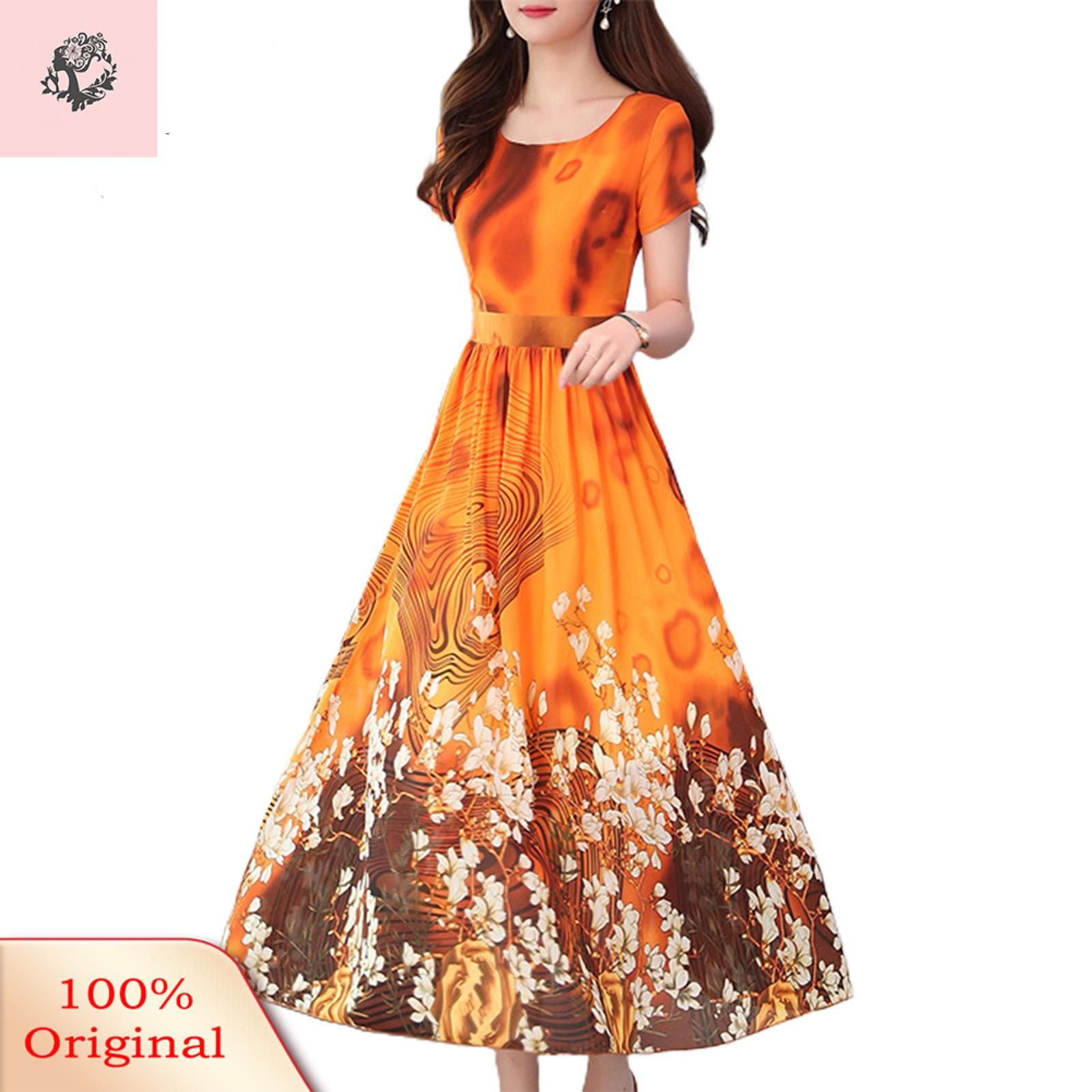 Formal Dress Floral Print Crew Necks Long Dress