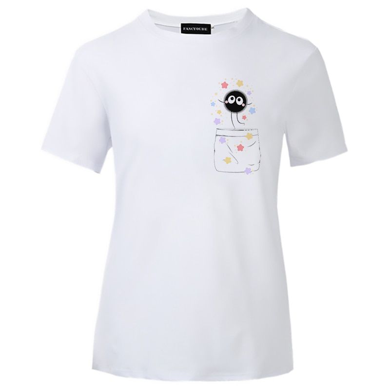 Anime Tees Ghibli Totoro Dust Bunny Women's Short Sleeve Casual Harajuku Graphic T-Shirt Camiseta De Las Mujeres
