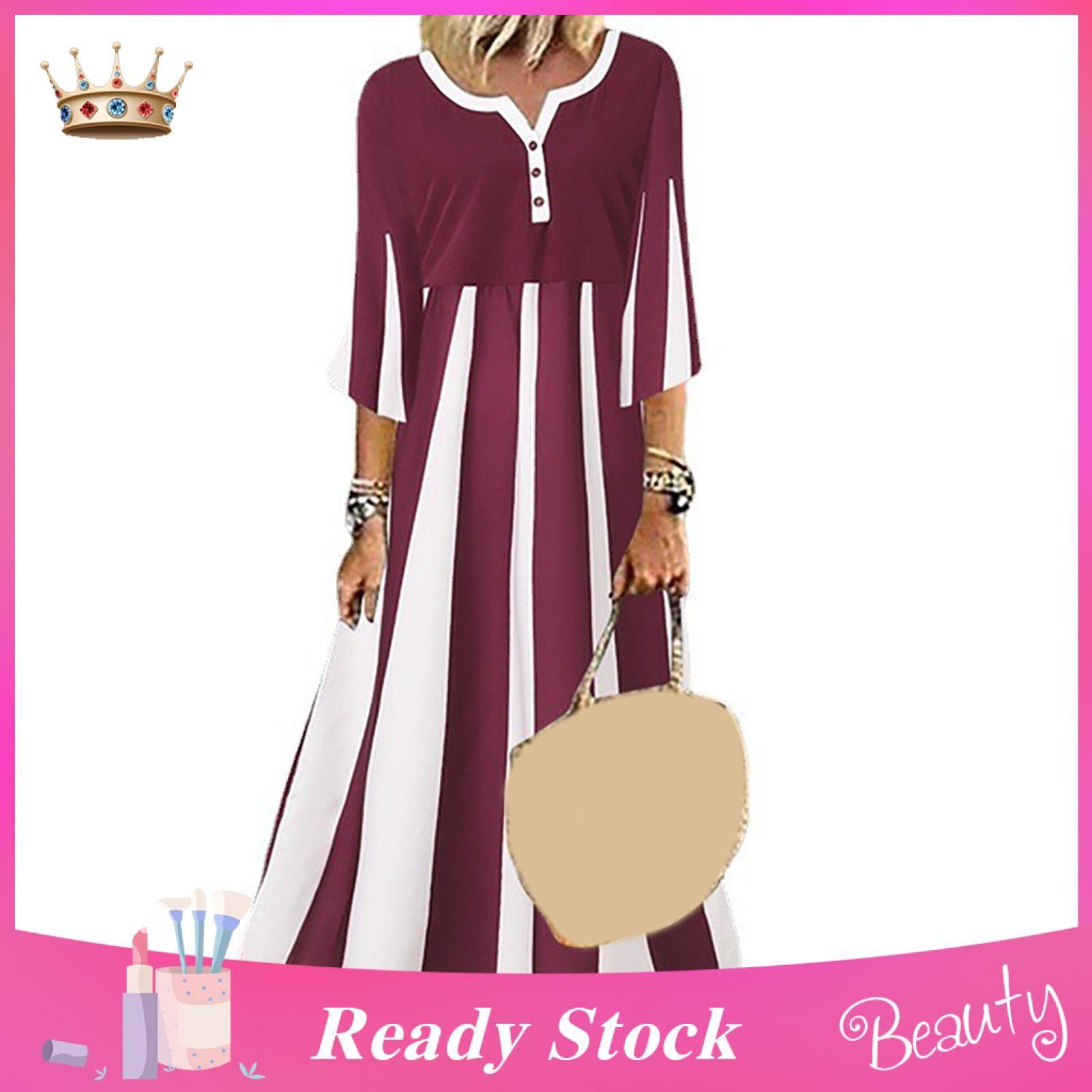 Party Dress Round Neck Half Sleeve Long Dress