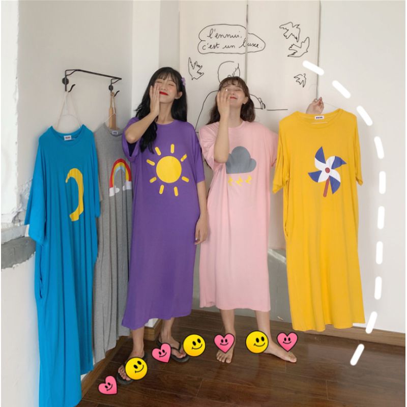 Women's short sleeve cute cartoon nightdress loose casual Comfortable sleepwear