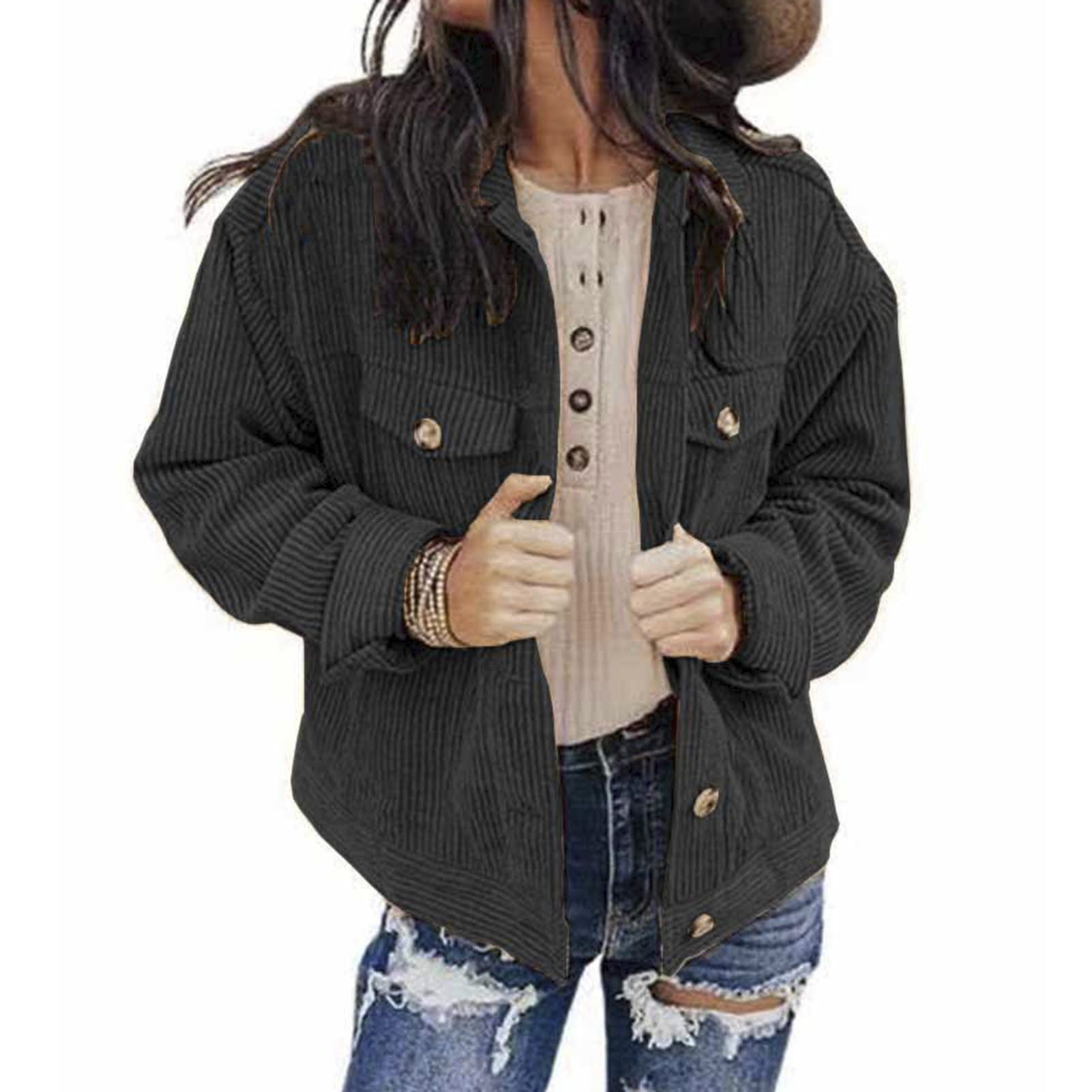 Women Jacket Skin-friendly Turndown Collar Casual Jacket Coat