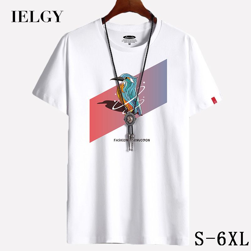 IELGY Men's plus size new short-sleeved t-shirt casual round neck top