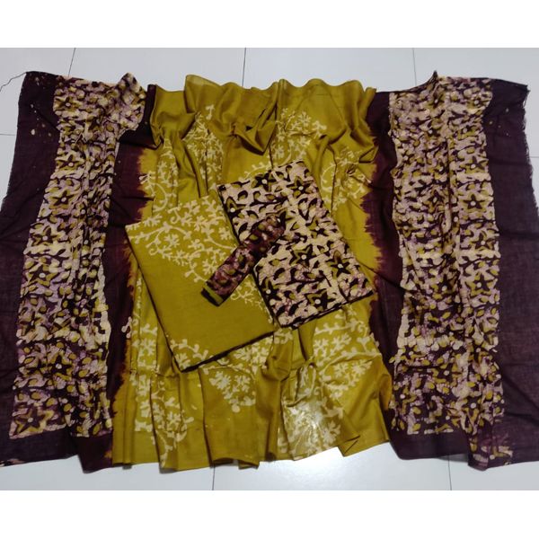 Mom Batik Three Piece For Women - Dress For Girls - 3 Pice Dress - Three Piece
