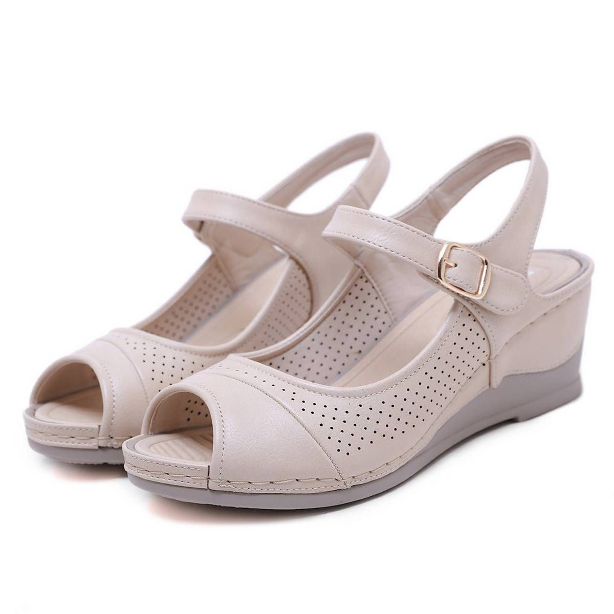 Shoes For Women New Casual Shoes ClearanceWomen's Shoes Women's Ladies Bohemian Toepost Platform Wedges Casual Shoes Buckle Sandals