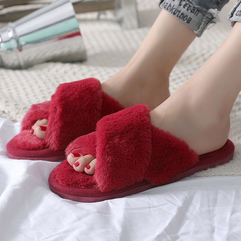 Women NEW Autumn And Winter Casual Fuzzy Slippers Female Flip Flops Fluffy Slipper Ladies Soft Plush House Slippers