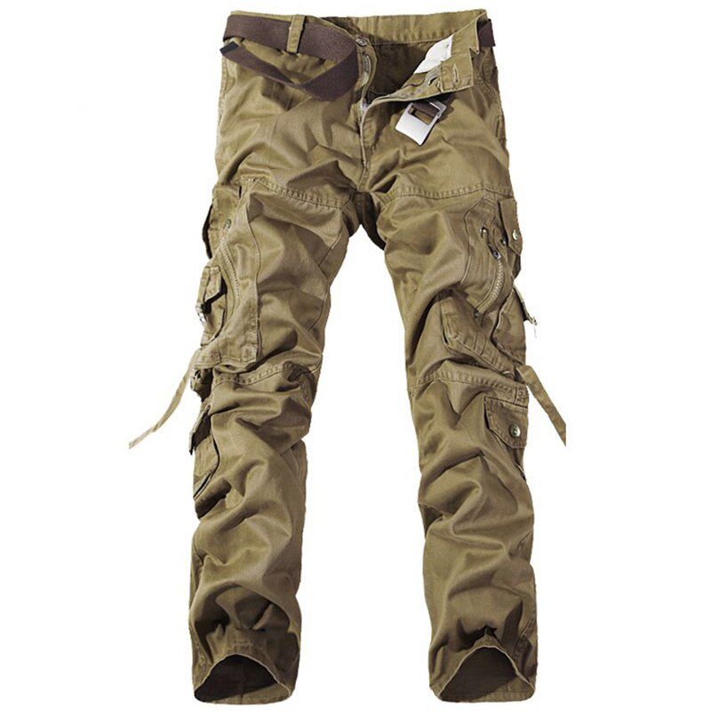 Men Cargo Pants Mens Casual Cotton Trousers Solid Men's  Pants Overalls Multi ckets Decoration Plus Size Without Belt