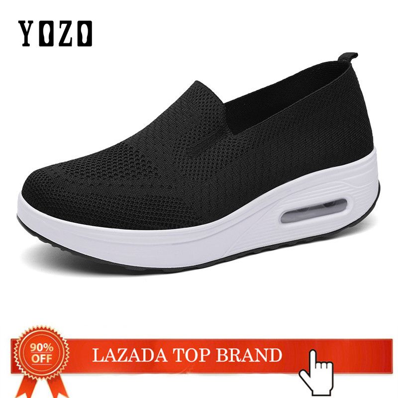 New Mesh r Cushion Rocking Shoes Women Shoes Nurse White Wedge With Soft Bottom Platform Work Shoes Size 35-42 Breathable r Mesh Flat Platform Women Shoes Slip On Women Loafers