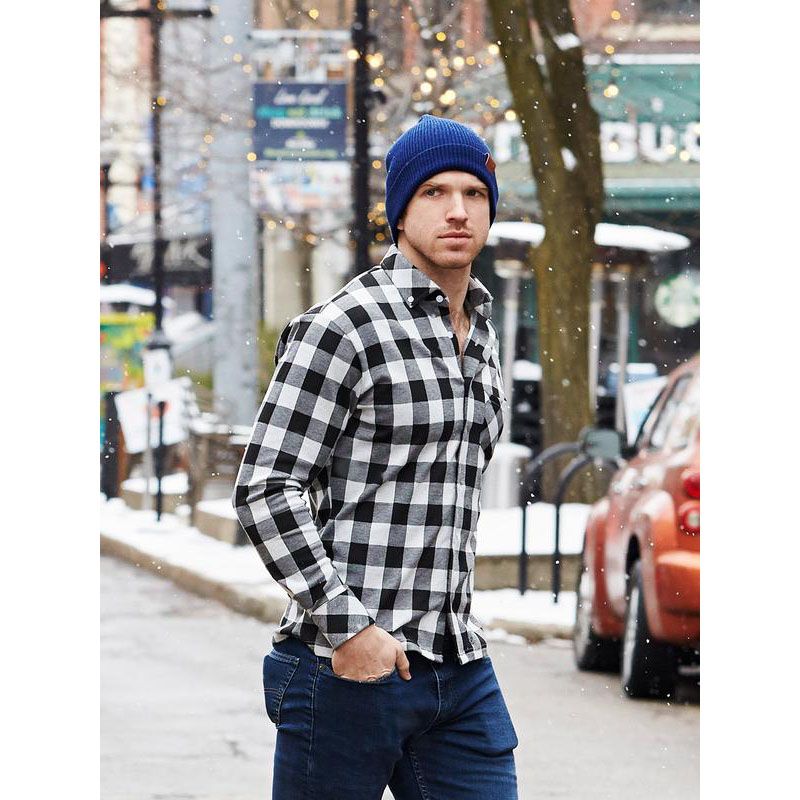 White & Black Cotton Full Sleeve Casual Shirt for Men