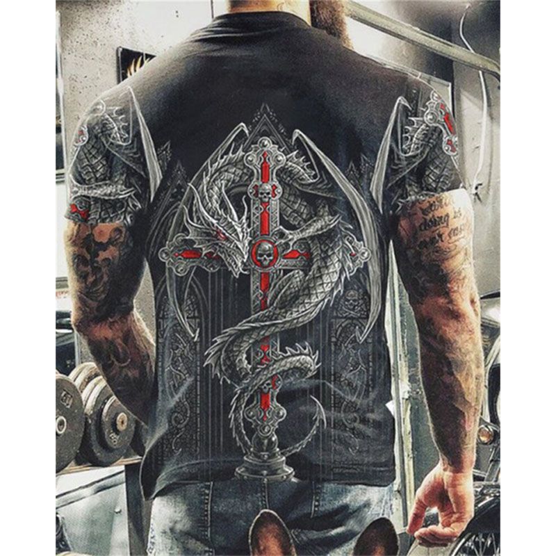 Summer Skull Printed T Shirt For Men Casual Oversized Short Sleeve Clothes Streetwear Hop 3D Printing Top Tees