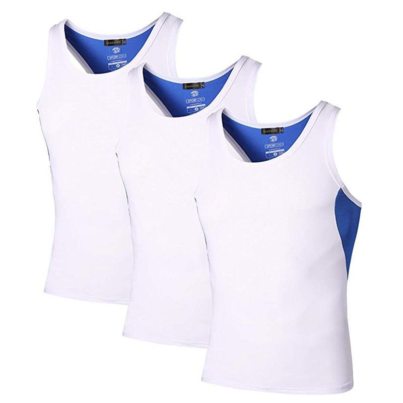 Jeansian 3 Pack Srt TaTops Tanktops Sleeveless Shirts Running Grym Workout Fitness Slim Compression LSL207 PackA