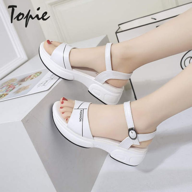 Ankle Strap Letter Print Sandal Baru untuk Wanita Jualan Ibu Wedges Kasut Musim Panas Wanita Luar Bukan-Slip Selipar Sandal Baji AZ609