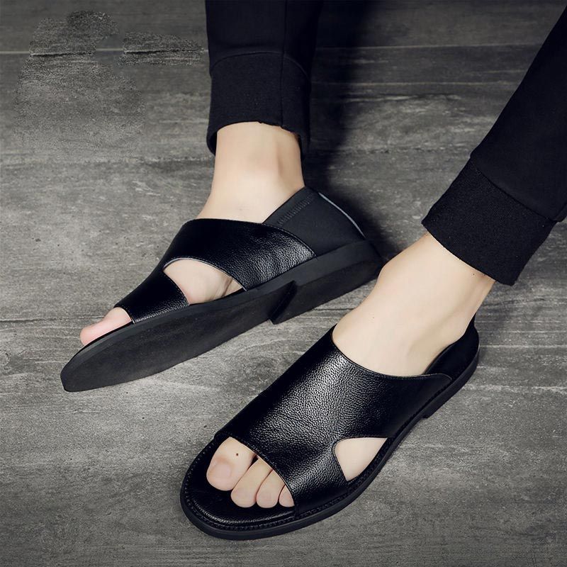Misalwa Wide Bandage Cow Split Leather Men Sandals Flat Men Summer Shoes Daily Men Kan British High Top ROMAN SANDALS Buckle