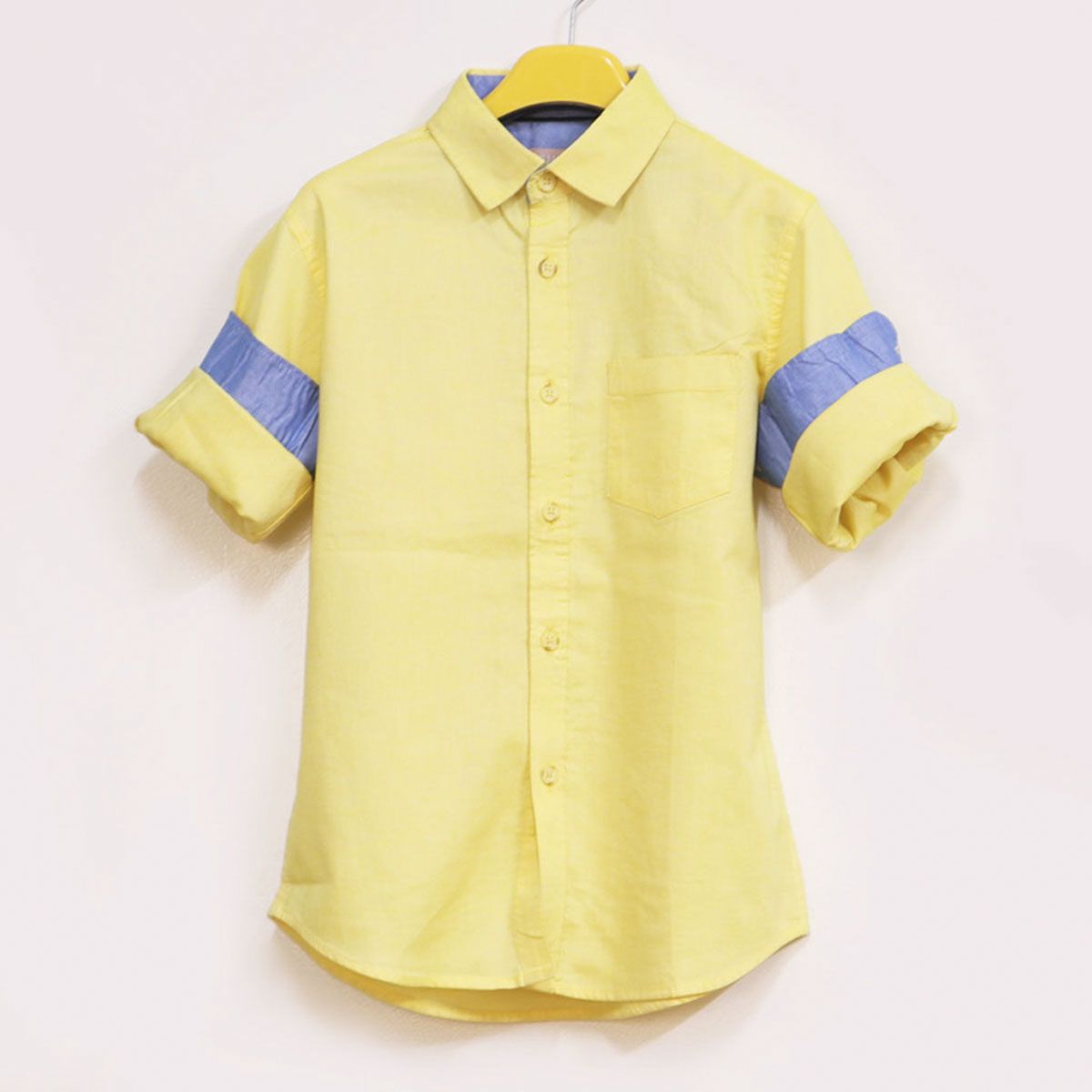 Solid Yellow Color Kids Shirt Full [ Boy ]