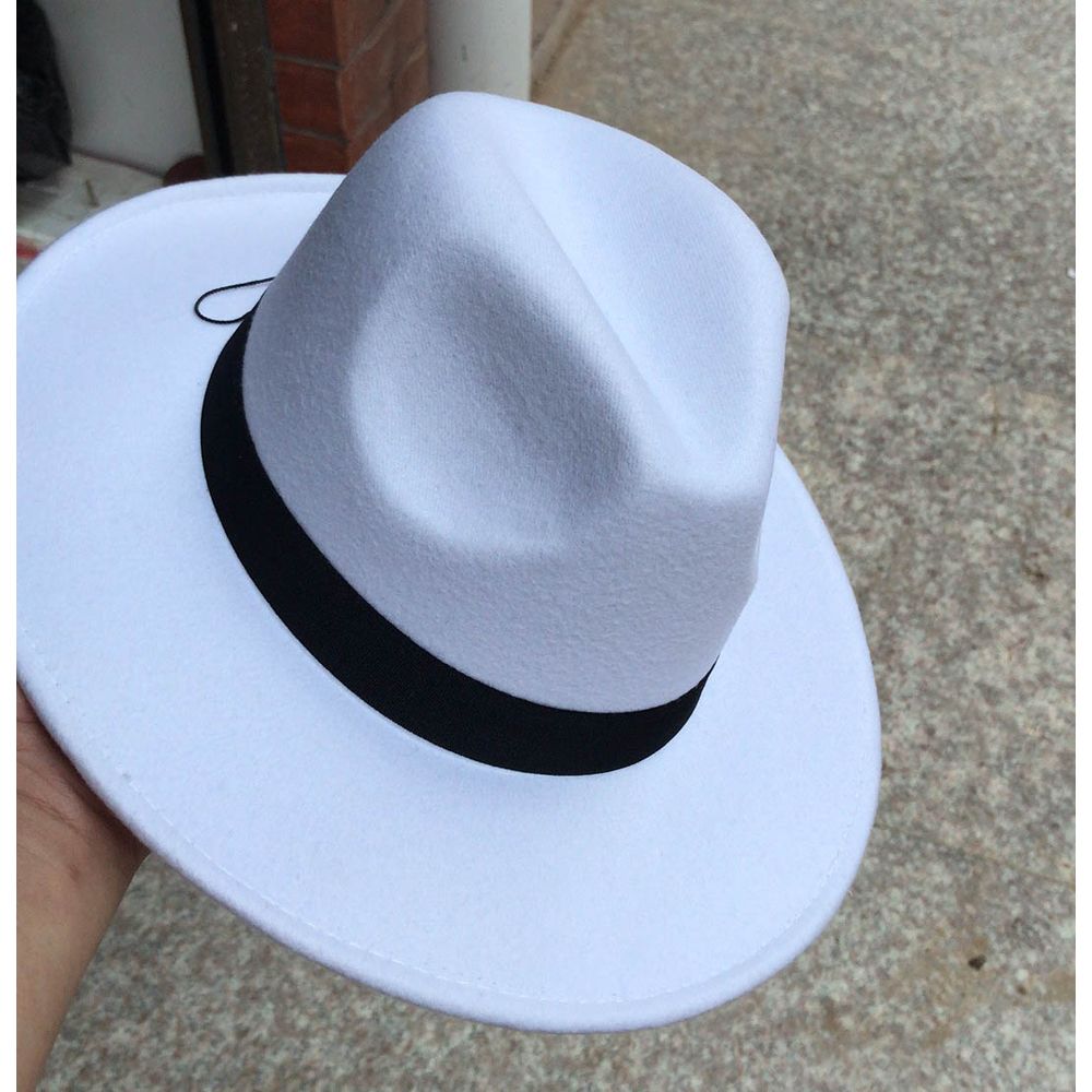 Vintage Classic Felt Jazz Fedoras Hats Large Brim ClocCowboy Panama for Women Men Black Red Trilby Derby Bowler & Top Hat