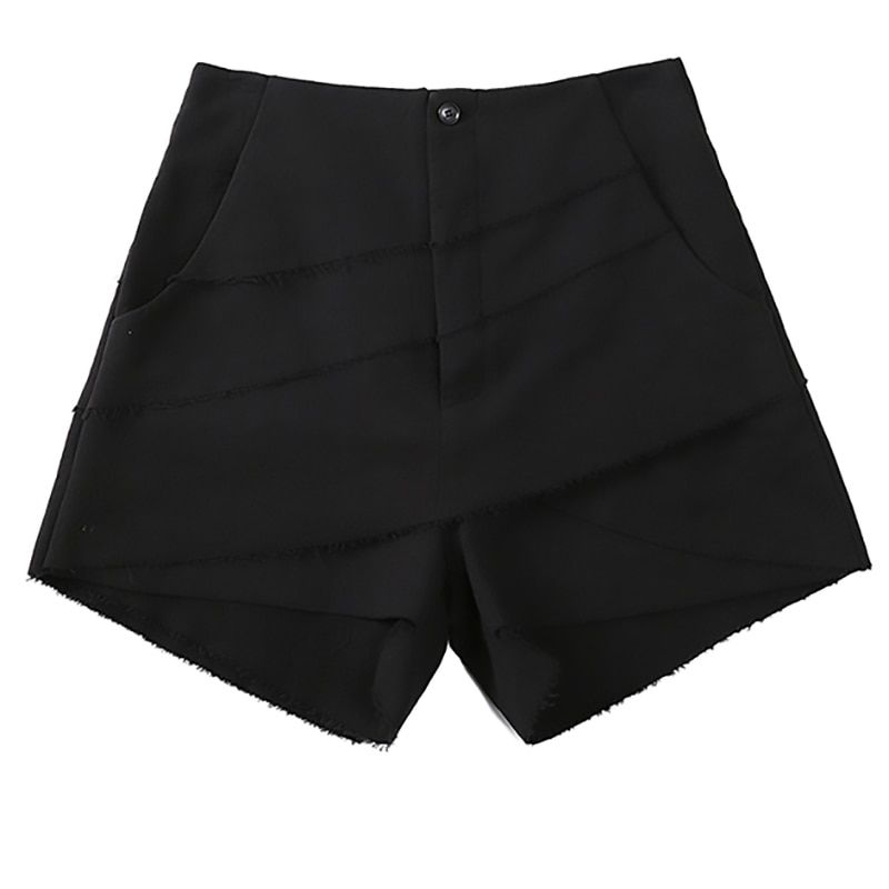 Spring Autumn High Waist Black Layers Irregular Split Joint Loose Pants Women Trousers Fashion Tide JU438