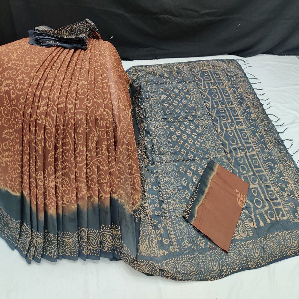Cotton Batik Saree with Blouse Piece for Women