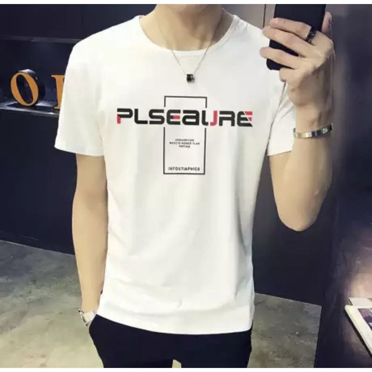pOLY Cotton Casual T-shirt for Men - White