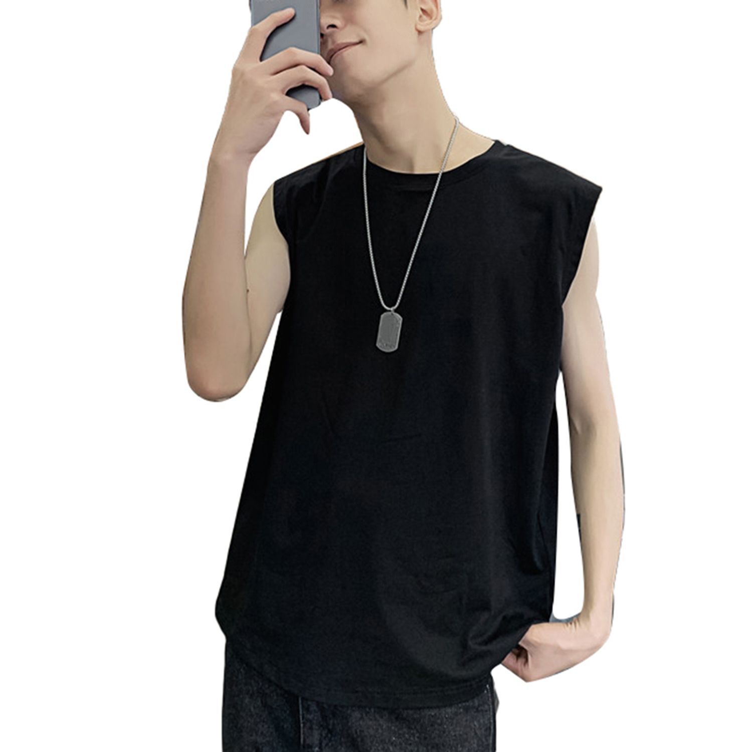 Tank Top Comfortable Breathable Polyester Fiber O Neck Tank Top for Dating
