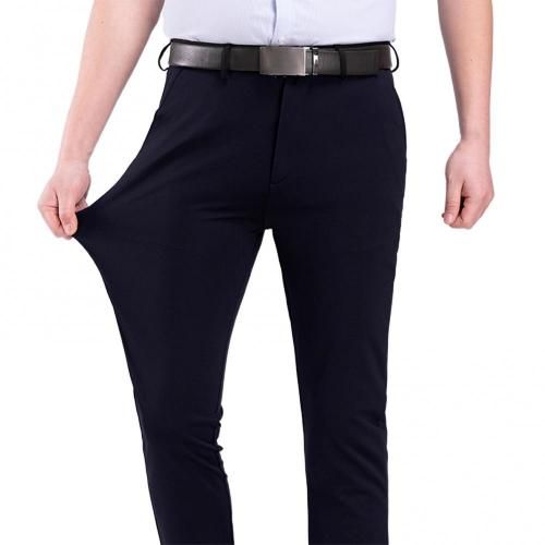 Men Suit Pants Fashion Solid Color Stretchy Dress Pants Formal Business Wedding Trousers Casual Slim Smart Casual Pants