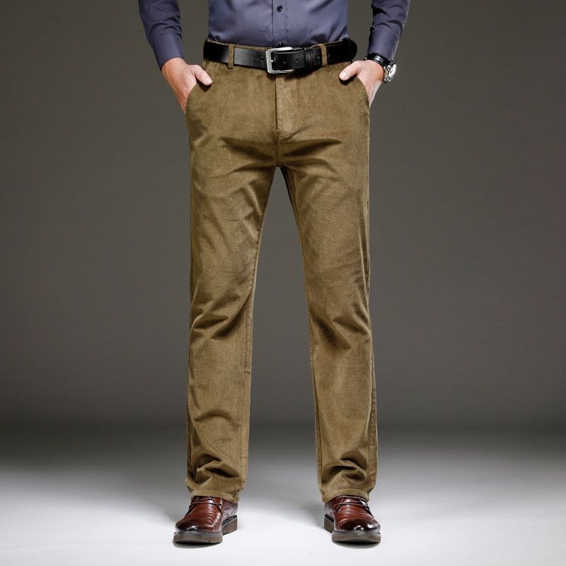 autumn and winter brand straight loose corduroy pants classic style business men's high waist casual trousers