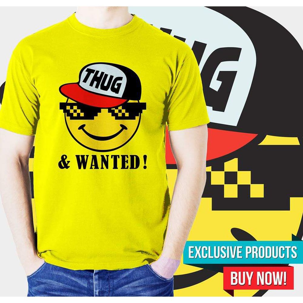 Poly-Cotton Casual T-shirt for Men - Yellow
