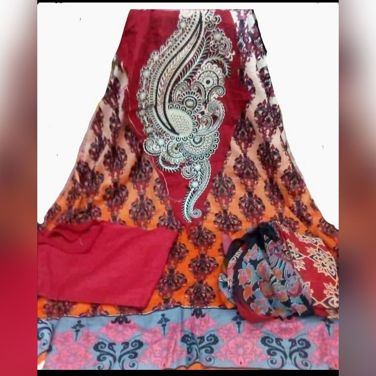 pakistani Unstitched Cotton screen Printed Salwar Kameez for Women
