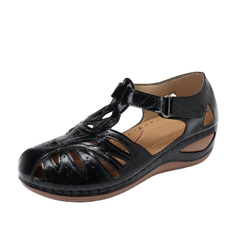 Women's Sandals Summer Rome Vintage Hollow out Wedge Heels Platform Ladies Shoes Hook Loop Embroidery Sewing Female Sandal