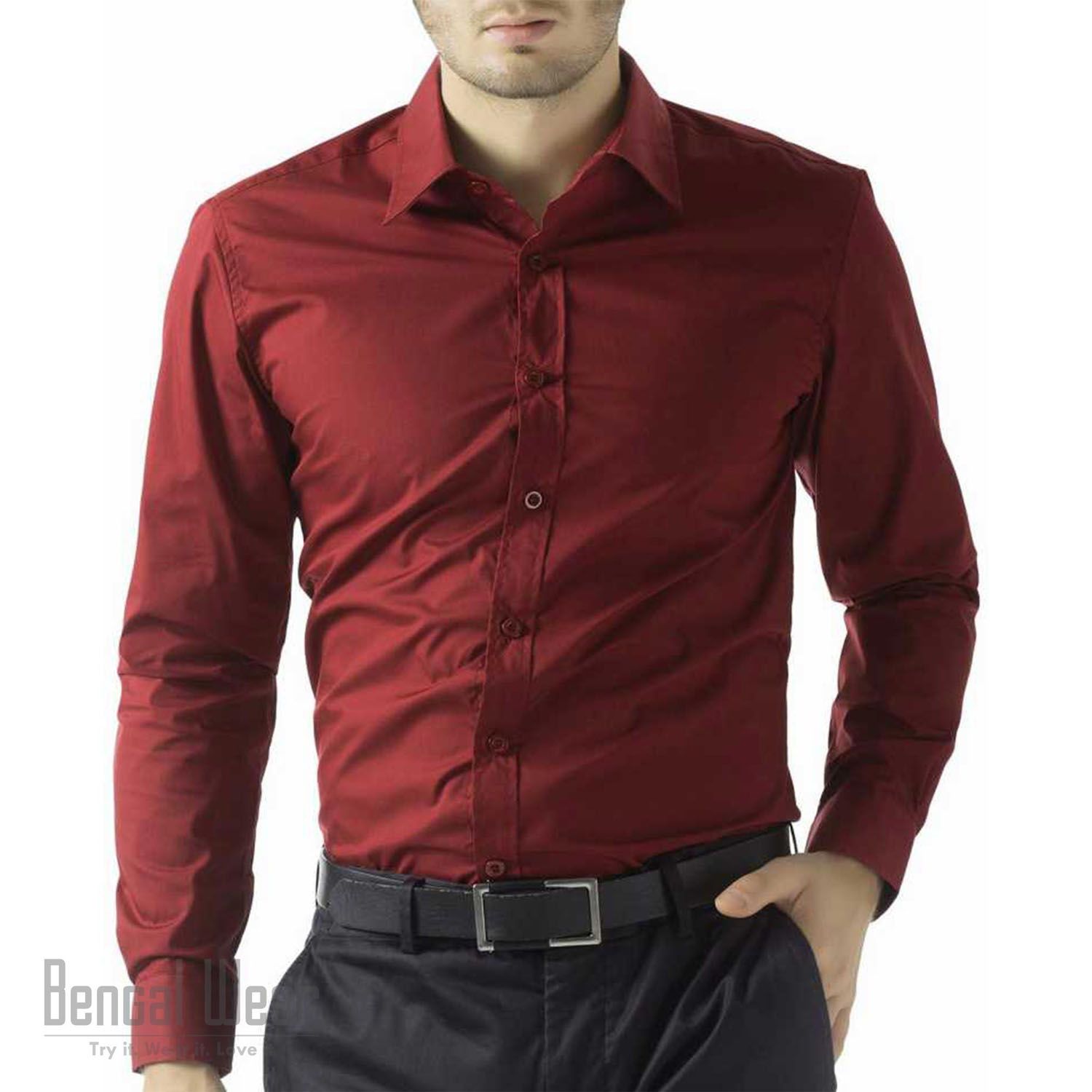 Trendy Red Long Sleeve Casual Shirt