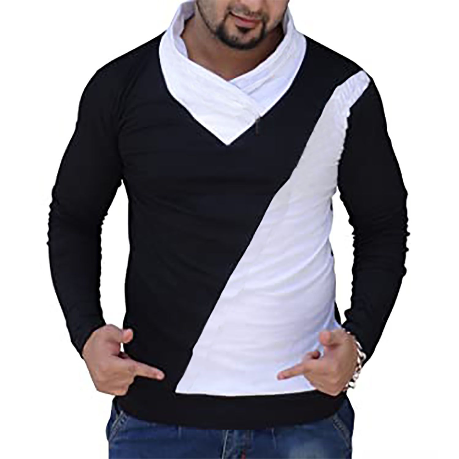 black and white full sleeve tshirt for men - T Shirt - T Shirt