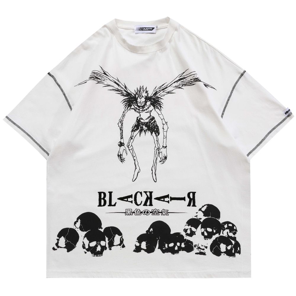 Hop Streetwear Harajuku T Shirt Jnese Death manga Print Tshirt Men Summer Short Sleeve T-Shirt Cotton Loose Tops Tee