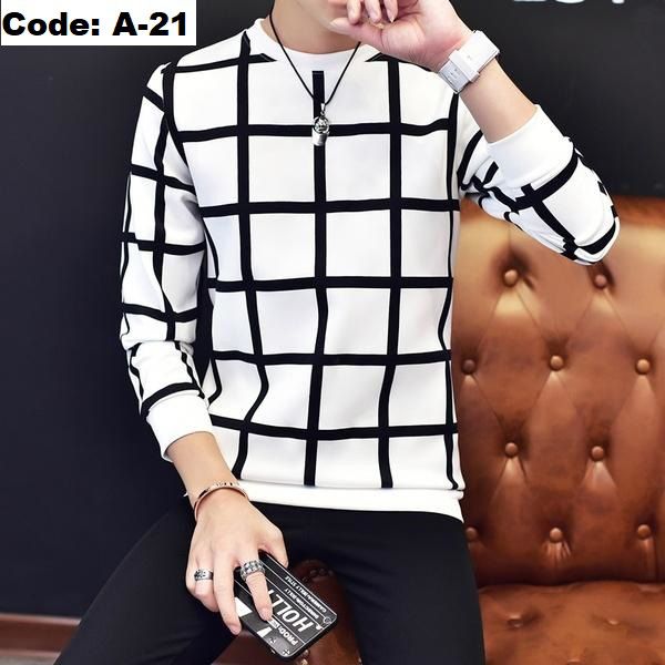 White Cotton full sleeve T-Shirt For Men - T Shirt For Man - T Shirt For Man