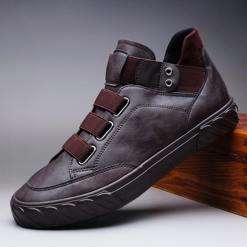 New Men Leather Shoes Korean Trend Shoes Comfortable Loafers Men Shoes British Fashion Men High Top Sneakers Soft Moccasins Men