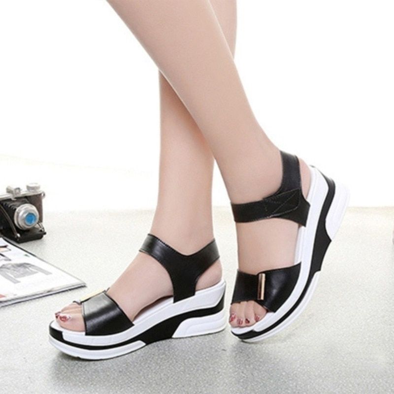 Pu Women Sandals Shoes Platform Ladies White Sneakers Sandals Shoe Summer Open Toe High Heel Footwear
