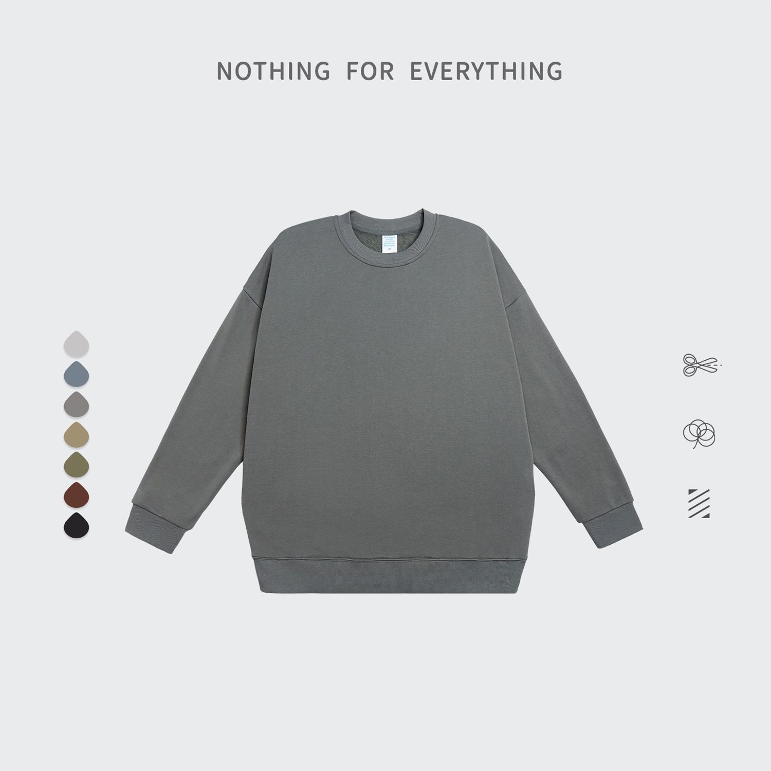 INFLATION Crewneck Sweatshirt For Men 330g Fabric Basic Plain Oversized Sweatshirts Unisex Trendy Cotton Hoodie Pullovers Men
