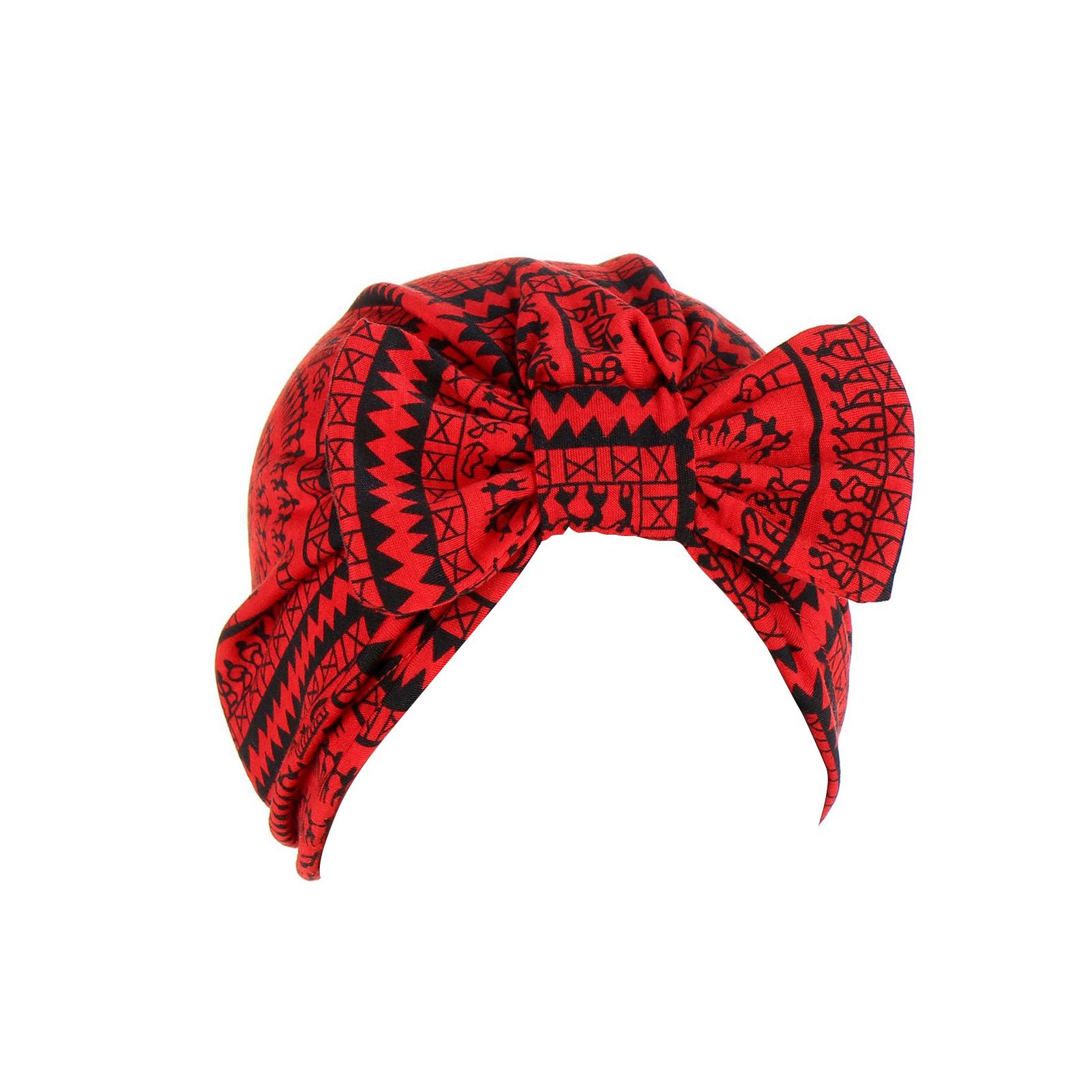 Anti-slip Removable Bow Floral Print Elastic Headscarf Hair Wrap Hair Accessories for Play