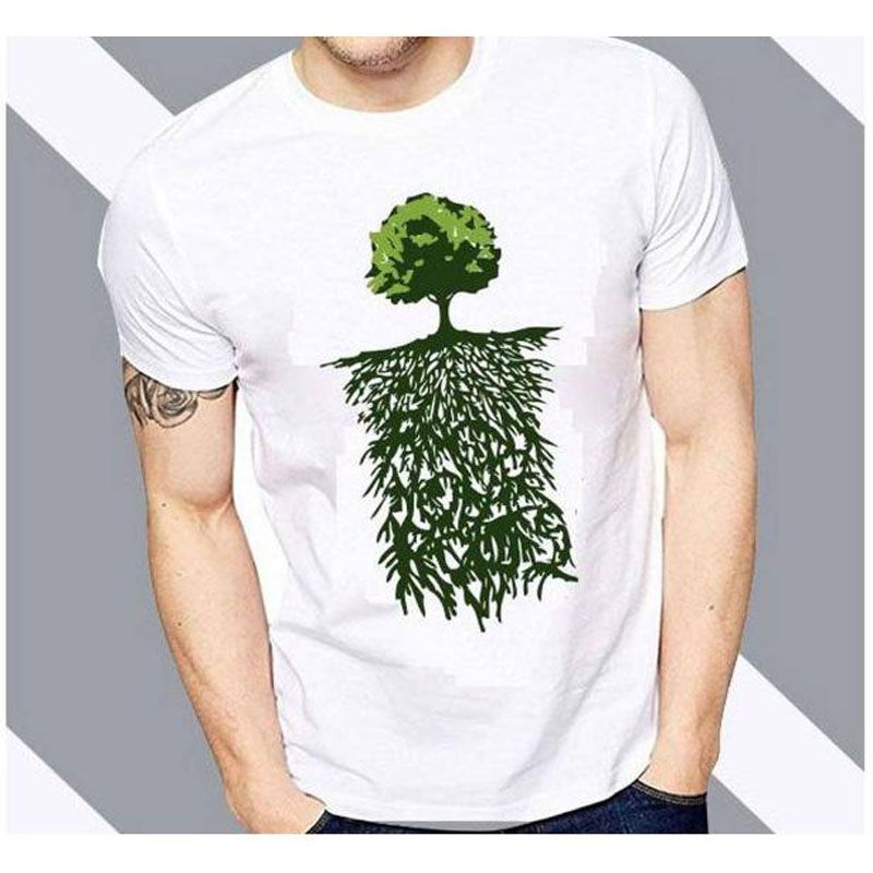 Poly Cotton Casual T-shirt for Men - White - Genji