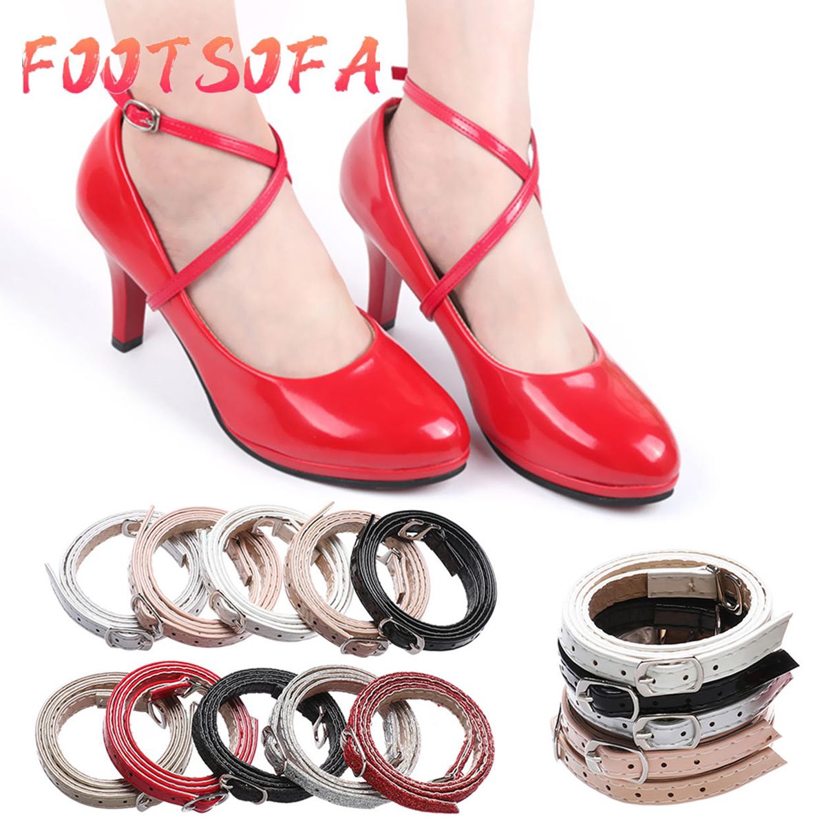 1 Pair Metal Buckles Shoe Lace Adjustable PU Leather Shoelace Ankle Shoe Belt