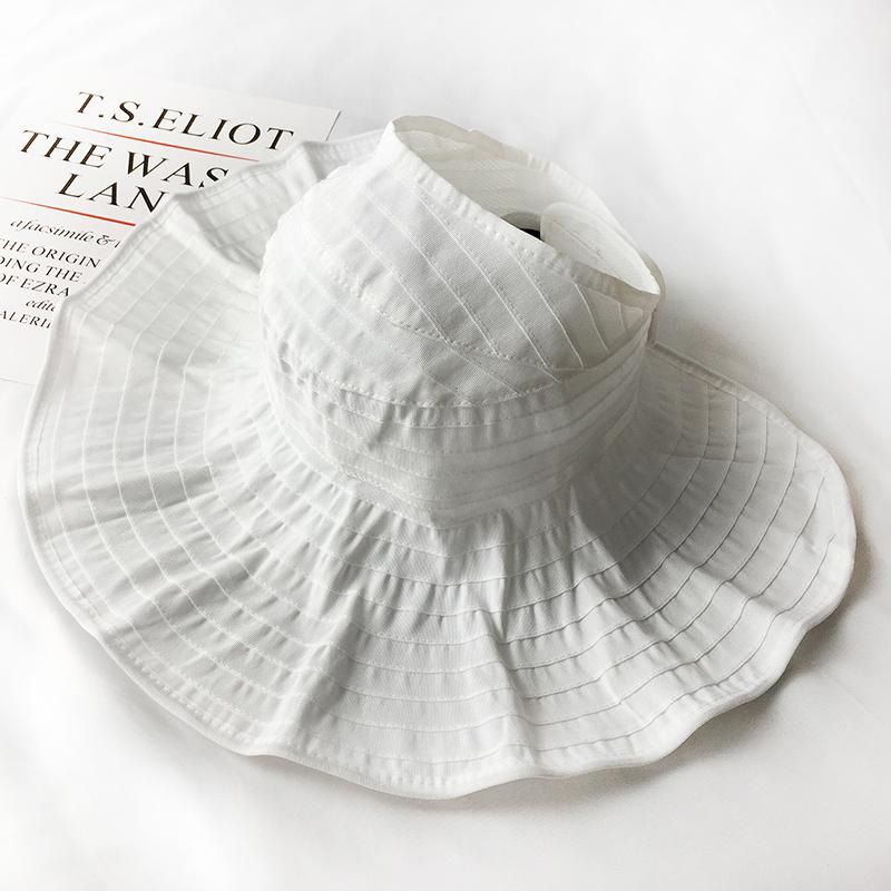 COKK Hat Women Summer Hats For Women Girls Foldable Beach Sun Hat Ponytail Cap Wide Brim Portable Anti-Uv Vacation Travel